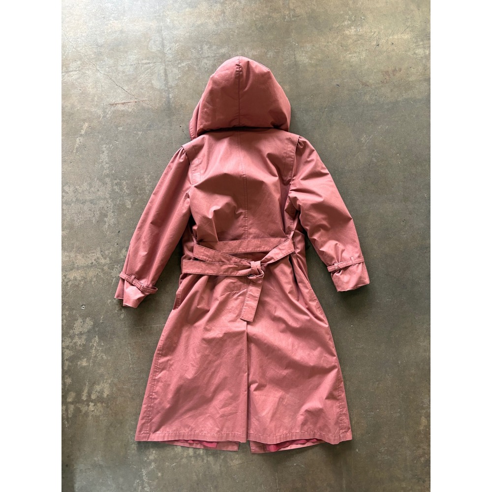 Vintage London Fog Trench Coat Womens Salmon Belted Rain Coat Full Length Size 8 - Picture 2 of 4